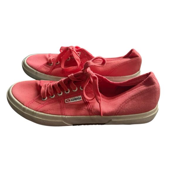 Superga Shoes - Superga Anthropologie Canvas Sneaker Lace Up Shoes Light Pink Red Women's 9.5